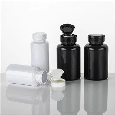 Sticlă de plastic cu capsulă pentru tabletă ușor deschisă